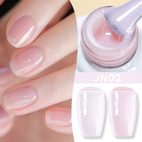 Lianfudai  Jelly Nude Gel Nail Polish 10ml Light Pink Peach Translucent Color UV Light Cure Gel Varnish Nail Art DIY at Home