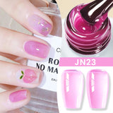 Lianfudai  Jelly Nude Gel Nail Polish 10ml Light Pink Peach Translucent Color UV Light Cure Gel Varnish Nail Art DIY at Home