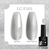 Lianfudai 7ML Aurora Top Coat Sparking Gel Nail Polish Semi Permanent UV Gel 2 In 1 Function Top Coat UV LED Nail Art Gel Varnish