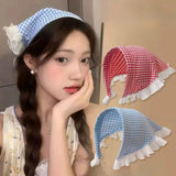 Lianfudai Lace Triangular Hair Scarf Headband Square Headscarf Hairband Turban Bandage Bandana Headband Women Headwarp Hair Accessories