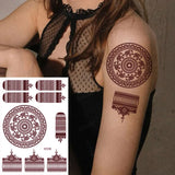 Lianfudai Brown Henna Stickers for Hand Flower Temporary Henna Tattoos for Women Fake Tatoo Waterproof Mehndi Designs Wedding Tattoo Hena