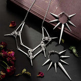 Lianfudai Punk Thorn Bird Head Necklace Hip Hop Street Metal Cool Pendant Earrings Jewelry Party Accessories