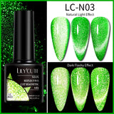 Lianfudai 7ML Black Crystal Cat Magnetic Gel Sparkling Glitter Gel Nail Polish Semi Permanent UV Gel Nail Art No Need Base Color