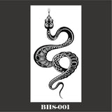 Lianfudai Black Snake Temporary Tattoo Stickers for Women Men Body Waist Lating Waterproof Fake Tattoo Dark Wine Big Size Snake Tattoo New