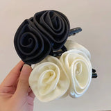 Lianfudai French Rose Hair Claw Clips Temperament Elegant Hairpin Women Princess Headdress Fashion Grab Clip Female Hair Accessories