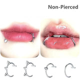 Lianfudai 1Pc Stainless Steel Fake Nose Ring Hoop Septum Rings C Clip Lip Ring Earring Fake Nose Piercing Women Body Jewelry Non-Pierced