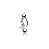 Lianfudai 1pc Zircon Eyebrow Piercing Stud Earrings Curved Barbell Belly Banana Ring Snug Daith Helix Cartilage Tragus Conch Body Jewelry