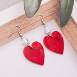 Lianfudai New Fashion Irregular Watermarks Acrylic Heart Earrings For Women Aesthetic Romantic Lightweight Jewelry Cute Valentine Day Gift