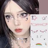 Lianfudai Blush Face Tattoo Temporary Waterproof Body Sticker Love Star Rainbow Face Make Up Festival Accessories Disposable Tattoos