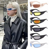 Lianfudai Moon Rectangular Sunglasses Women Men Outdoor Cycling Sports UV400 Sunglass Trendy Designed Vintage Hip Hop Punk Sun Glasses