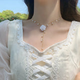 Lianfudai 2024 New Fashion Trend Unique Design Elegant Delicate Sweet Pearl Camellia Necklace For Women Jewelry Wedding Party Premium Gift