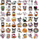 Lianfudai 10/52PCS Cute Halloween Hello Kitty My Melody Decoration Stickers Toy DIY Kids Water Bottle Luggage Laptop Waterproof Sticker