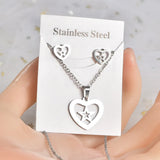 Lianfudai 2024 New Stainless Steel Fashion Vintage Earrings Pendant Hip Hop Versatile Set Jewelry Gift Wholesale