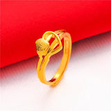 Lianfudai Ethiopia Dubai Flower Gold Color Arab Rings Resizable For Women Wedding Jewelry African Party Gift Nigerian Jewellery