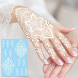 Lianfudai White Henna Tattoo Stickers for Hand Temporary Tattoos for Women Mehndi Women's Body Art Wedding Party Fake Tatoo