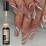 Lianfudai Rose Gold Silver Metallic pull Liner Gel Nail Polish French Super bright Mirror Drawing Graffiti Nail Art Painting Gel