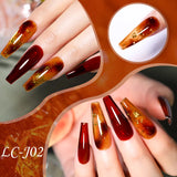 Lianfudai 7ml Translucent Jelly Amber Gel Nail Polish Brown Coloured Varnish Gel Long Lasting Semi Permanent UV Nail Art Manicure