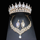 Lianfudai Luxury Crystal Wedding Bridal Jewelry Sets For Women Girl Tiara/Crown Earrings Necklace Pageant Prom Jewelry Accessories