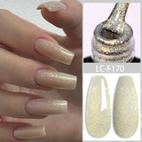 Lianfudai 7ML Gold Mirror Effect Metallic Gel Nail Polish Super Bright Chrome French Style Semi Permanent Soak Off Nail Varnish