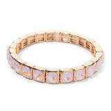 Lianfudai 2024 Merry Christmas Zircon Bangle For Women 8X8MM Inlaid Diamond Hand Boho Elastic Bracelets Beaded Gold Tennis Bracelets