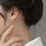 Lianfudai  Silver Vintage Interware Lines Earrings For Women Trendy Earring Jewelry Prevent Allergy Party Accessories Gift