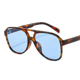 Lianfudai Fashion Pilot Oversized Sunglasses Woman Personality Double Bridges Sun Glasses Female Retro Leopard Orange Mirror Eyewear