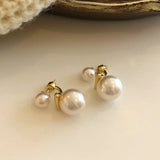 Lianfudai Simple Exaggerated Large Pearl Stud Earrings for Women Wedding Bridal Korean Imitation Pearl Earrings Office Jewelry Gifts