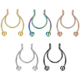 Lianfudai Stainless Steel Magnet False Nose Ring Magnetic Nose Clip Fake Septum Piercing Lip Rings Nariz Non Piercing Jewelry