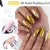 Lianfudai 10ML 5D Solid Pudding Nail Gel Polish Semi Permanent UV Gel Nail Art No-Wipe Gel Nail Polish Liner Emboss Painting Gel