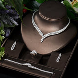 Lianfudai Classic rectangular cubic zirconia wedding necklace and earring set Dubai Nigeria CZ Bridal Jewelry Set