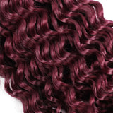 Lianfudai 20inch Burgundy Deep Wave Braid Human Hair Bulk Extensions for Braiding No Weft 100g (1Pack-2Bundles) Red 100% Virgin Human Hair