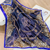 Lianfudai  Design brand foulard Neckerchief Shawl Wraps Print Silk Satin Scarf square Women Muslim Hijab Elegant Headband Bandana