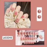 Lianfudai 24p Artifical Fake Nails Full Coverage False Nails White Clouds French Long Wearing Reusable Nail Coffin Ballerina Press on Nail