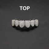 Lianfudai Teeth Grillz Set For Unisex Top Bottom Mouth Gold Silver Color Teeth Grills Tooth Cap Removable Dental Fashion Jewelry