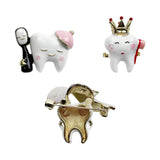 Lianfudai Fashion Tooth Brooches Crown for  Dress Dentist Office Party Jackets Lapel Pins Bag Metal Badges Nurse Jewelry Friends Gifts