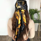 Lianfudai 90*90CM Shawls Fashion Beach Sunscreen Silk Scarves Europe And America Kerchief Popular Print Square Bandannas