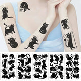 Lianfudai 10Pcs Cartoon Black Cat Temporary Tattoos Sticker Cute Cat Tattoos Art For Girls Boys Birthday Party Supplies Favors