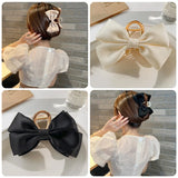 Lianfudai Large Fashion Satin Bow Headdress Internet Celebrity Catch Cross Hair Claw Hairpins Sweet Hair Accessories For Girls 12CM