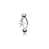 Lianfudai 1pc Zircon Eyebrow Piercing Stud Earrings Curved Barbell Belly Banana Ring Snug Daith Helix Cartilage Tragus Conch Body Jewelry