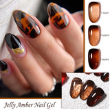 Lianfudai 7ml Translucent Jelly Amber Gel Nail Polish Brown Coloured Varnish Gel Long Lasting Semi Permanent UV Nail Art Manicure