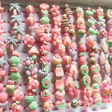 Lianfudai 10pcs/lot Children's Cartoon Rings Candy Flower Animal Bow Shape Ring Set Mix Finger Jewellery Rings Kid Girls Toys Anillo