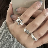 Lianfudai Fashion Pentagram Geometric Star Ring For Women Adjustable Finger Ring Jewelry Vintage Irregular Aesthetics Y2k Accessories