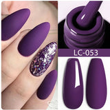 Lianfudai 7ML Auroras Thermal Gel Nail Polish Nude Dark Purple Glitter Gradient Temperature Color Changing Nail Art Gel Varnishes