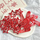 Lianfudai 1/20pcs Red Star Hairpin Girl Cute Bobby Pin Hair Clip Fashion Pentagram Hairslide Women Ins Water Drop BB Clip Y2K Accessories