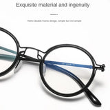 Lianfudai Vintage Round Metal Frame Anti Blue Light Blocking Glasses Women Men Fashion Optical Eyewear Reading Computer Eyeglasses