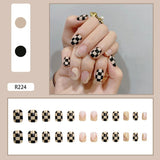 Lianfudai 24P Cute Childlike Rainbow Nail Art Full Cover Artificial Fake Nails Wearing Reusable False Nails Ballerina Press on Nail Art