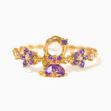 Lianfudai New Sweet Colorful Zircon Flower Animal Princess Open Adjustable Ring For Women Girls Cute Fshion Jewelry Gift