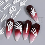 Lianfudai 5D Relief Skeleton Hand Halloween Nail Art Stickers Devil's Eye Slider Decal DIY Manicure Decoration Tips Nail Accessories Tools