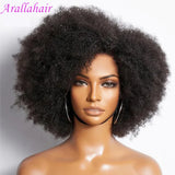 Lianfudai Afro Wig Human Hair Kinky Curly Bob Wig Lace Front Human Hair Wigs For Women 13x4x2 HD Lace Glueless Wig Pre Plucked 250 Density