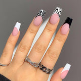 Lianfudai 24Pcs/Set Manicure Wearable Ballerina Removable Coffin Nail With Glue Fake Nails Finished Women Girls False Nails Art Decoration 0515